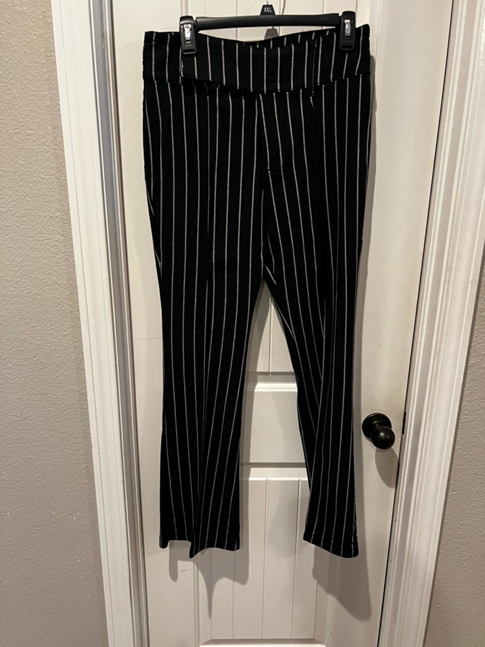 No Boundaries Black with White Pinstripe Dress Pants sz 11-13 flare, wide leg